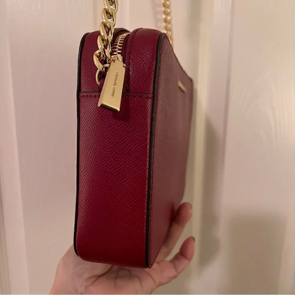 Michael Kors Jet Set Saffiano Leather Merlot East West Crossbody Satchel